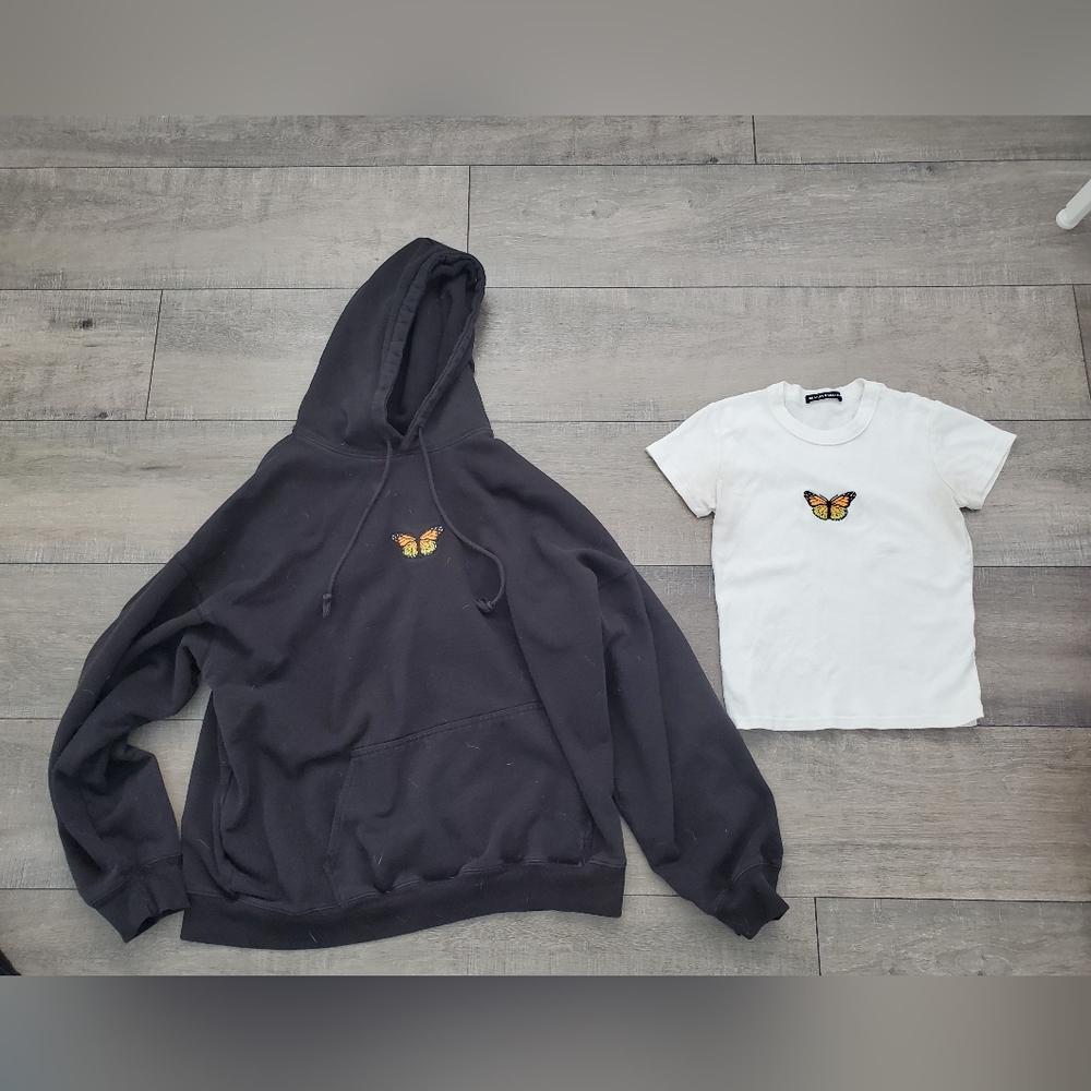 Brandy Melville butterfly shirt and hoodie